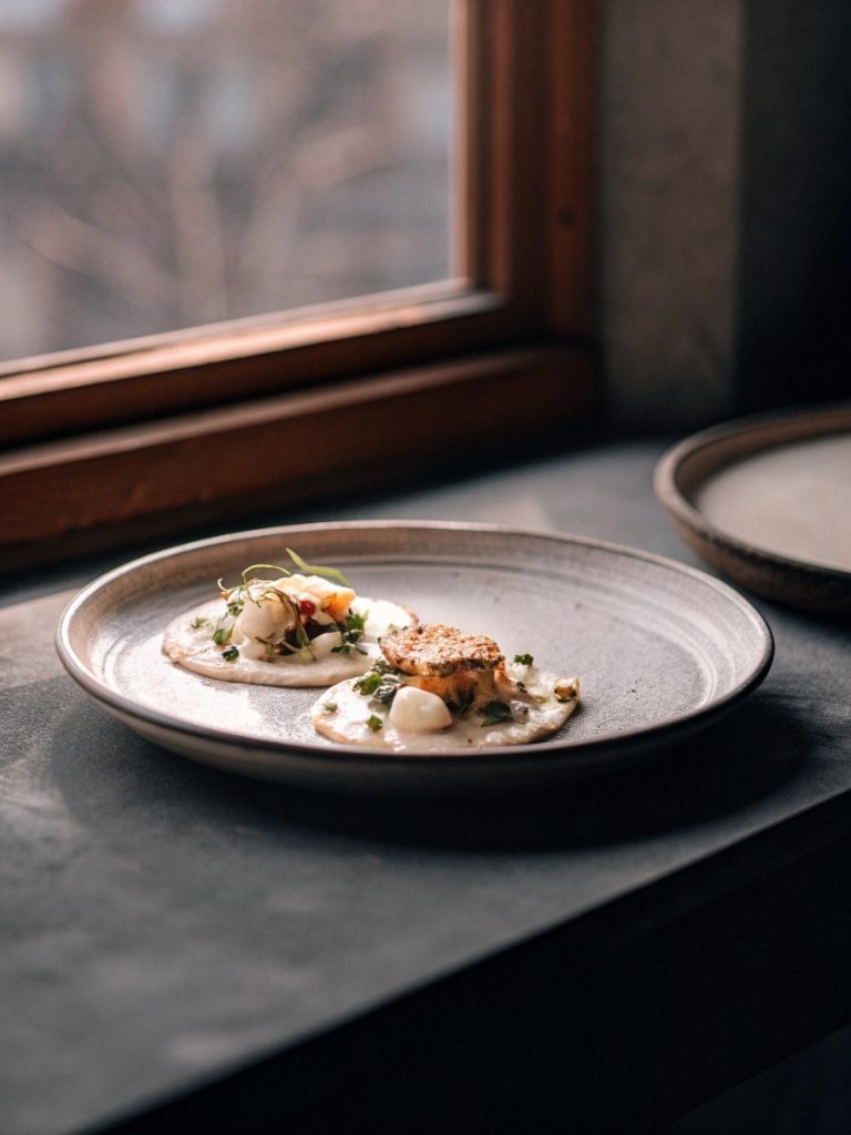 Imagem gastronómica contemporânea que representa o conceito e a abordagem do mercado da vila