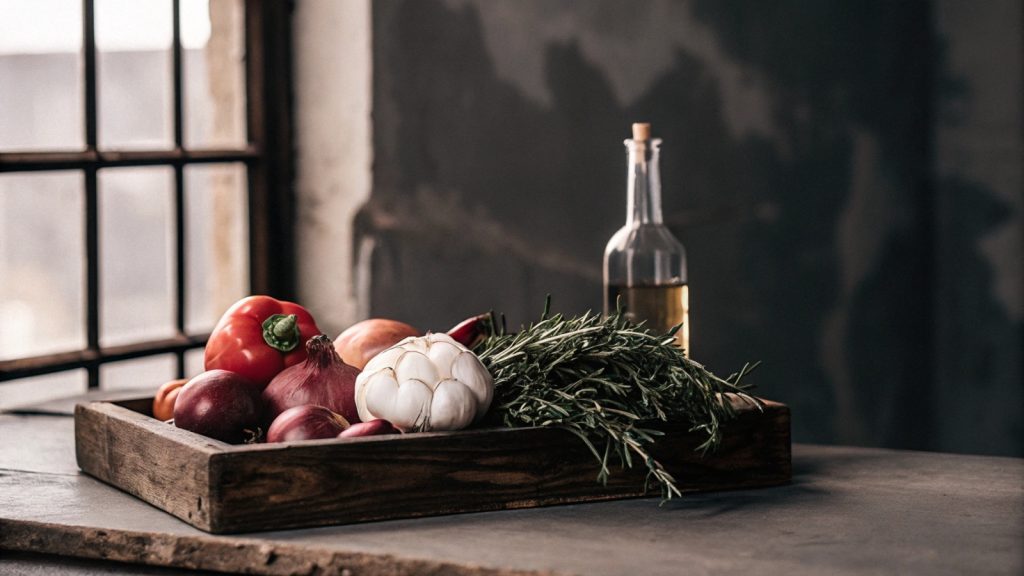 Ingredientes frescos e sazonais no Mercado da Vila